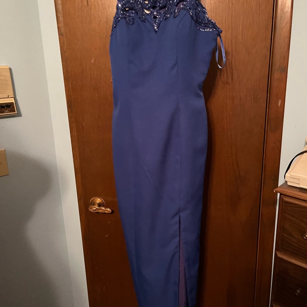 Long evening gown - Blue with beading NEVER WORN